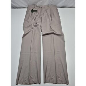 Zanieri Dress Pants Mens 44x36 Beige Wool Pleated Super 100s Unhemmed Italy NWT
